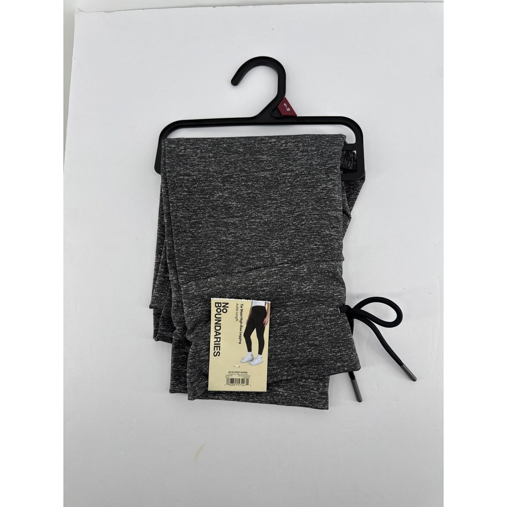 No Boundaries Womens Tie Waist High Rise Leggings Charcoal Heather Grey SM NWT